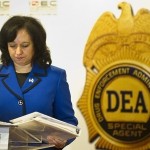 US Deputy administrator of the US Drug Enforcement Administration, Michele Leonhart, holds folders with documents during the XXVII International Drug Enforcement Conference (IDEC ), April 27, 2010 in Rio de Janeiro, Brazil. AFP PHOTO/ANTONIO SCORZA (Photo credit should read ANTONIO SCORZA/AFP/Getty Images)