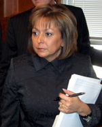 Gov. Susana Martinez talking to reporters after a press conference by Gage Skidmore.