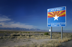 "Entering Arizona on I-10 Westbound" by Wing-Chi Poon - Own work. Licensed under Creative Commons Attribution-Share Alike 2.5 via Wikimedia Commons - http://commons.wikimedia.org/wiki/File:Entering_Arizona_on_I-10_Westbound.jpg#mediaviewer/File:Entering_Arizona_on_I-10_Westbound.jpg