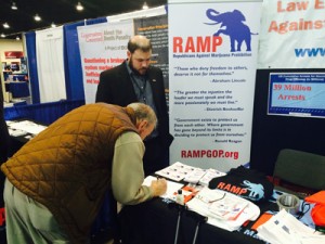 John Baucum, political director of Republicans Against Marijuana Prohibition (RAMP) working the RAMP booth at the Conservative Political Action Conference (CPAC).
