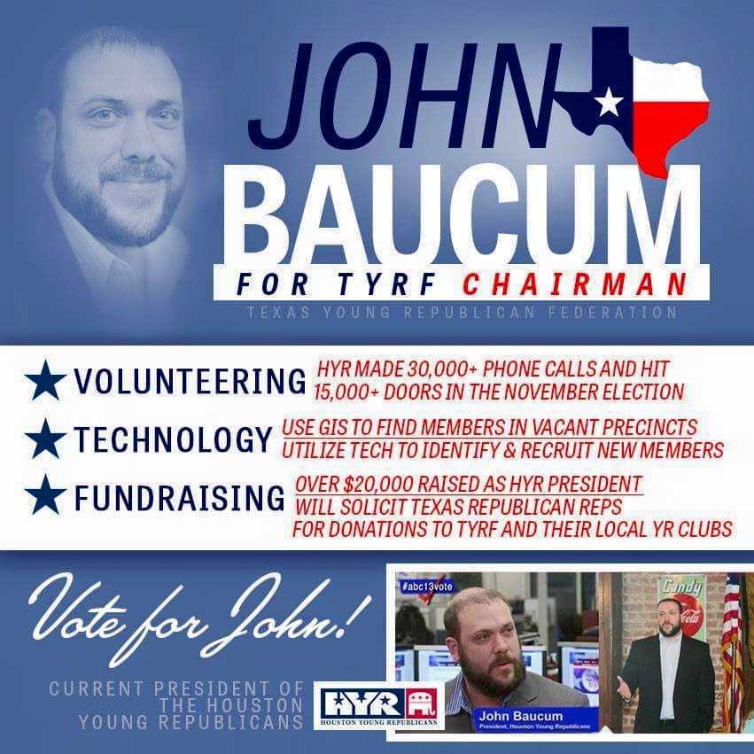 John Baucum, RAMP's Political Director, is elected Chairman of the Texas Young Republican Federation